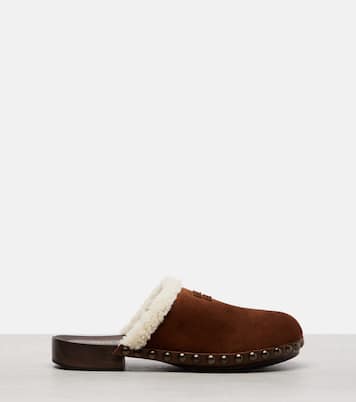 Shearling-lined suede clogs | Miu Miu