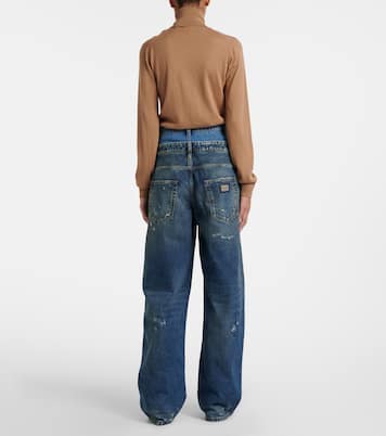 Distressed layered high-rise wide-leg jeans | Dolce&Gabbana