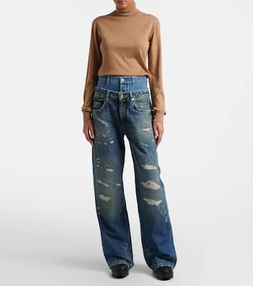 Distressed layered high-rise wide-leg jeans | Dolce&Gabbana