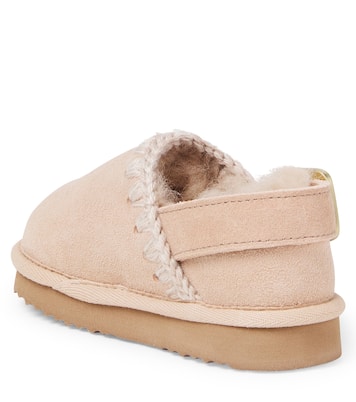 Embroidered shearling-lined suede clogs | Mou Kids