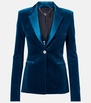 Cotton-blend velvet and satin blazer | Rabanne