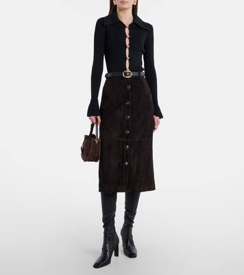 Suede midi skirt | Self-Portrait