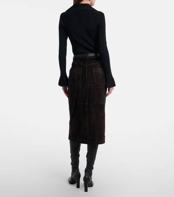 Suede midi skirt | Self-Portrait