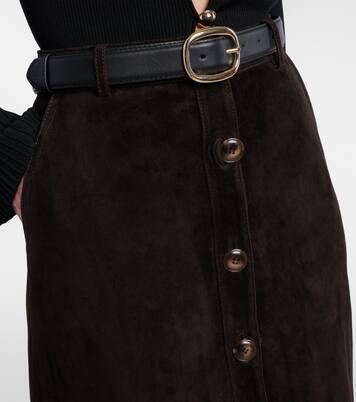 Suede midi skirt | Self-Portrait