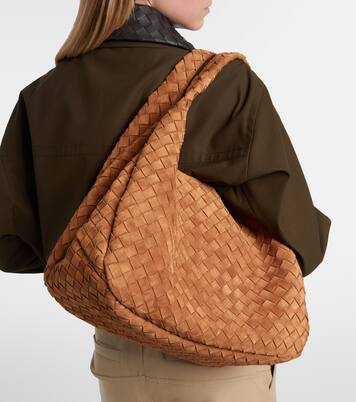 Campana Intrecciato Large suede shoulder bag | Bottega Veneta