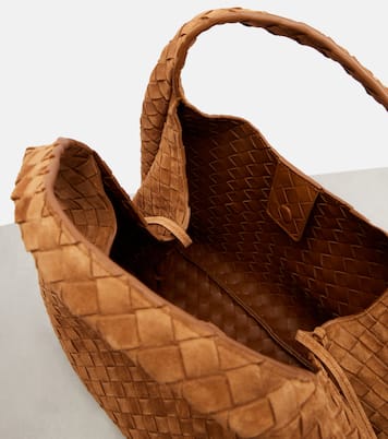 Campana Intrecciato Large suede shoulder bag | Bottega Veneta