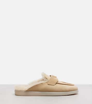 Shearling-lined suede mules | Prada
