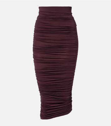 Draped sheer high-rise midi skirt  | Wolford