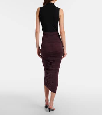 Draped sheer high-rise midi skirt  | Wolford