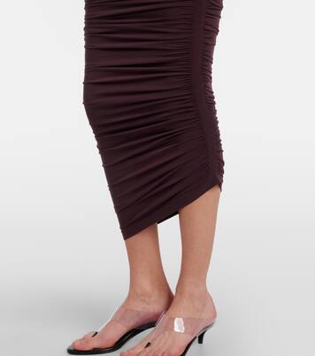Draped sheer high-rise midi skirt  | Wolford