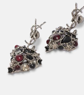 Cassandre embellished drop earrings | Saint Laurent