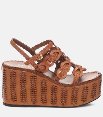 Sandali in pelle con zeppa | Prada