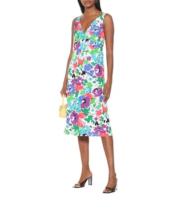 Vestido midi de sarga floral | Plan C