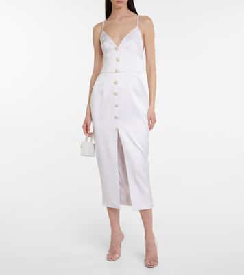 Verziertes Midikleid aus Satin | Rasario