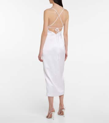 Verziertes Midikleid aus Satin | Rasario
