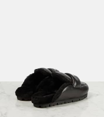 Shearling-lined leather slides | Prada