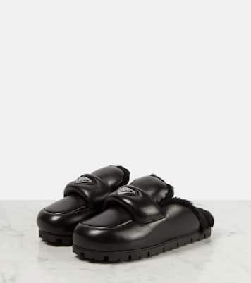 Shearling-lined leather slides | Prada