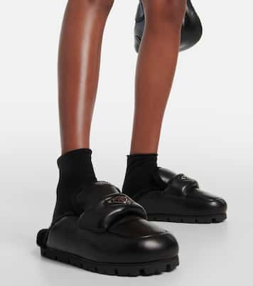 Shearling-lined leather slides | Prada