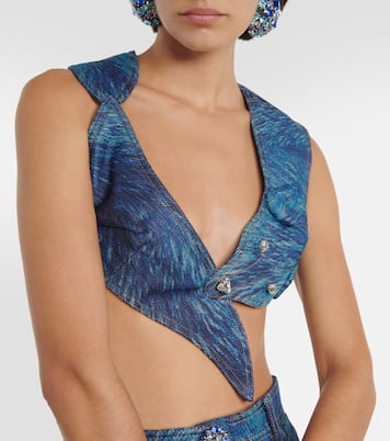 Top cropped Fox en denim estampado | Area