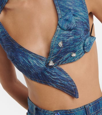 Top cropped Fox en denim estampado | Area
