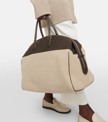 George XL leather-trimmed denim duffel bag | The Row