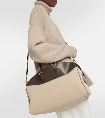 George XL leather-trimmed denim duffel bag | The Row