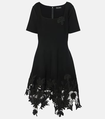 Vestido corto de punto con encaje | Oscar de la Renta
