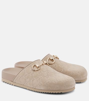 Mules Horsebit in suede GG | Gucci