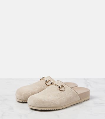 Mules Horsebit in suede GG | Gucci