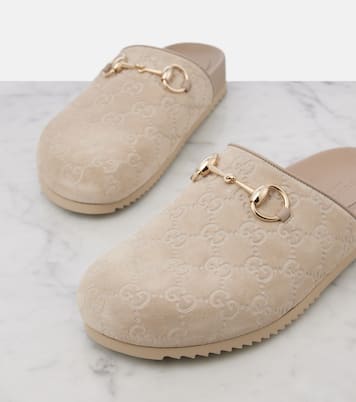 Mules Horsebit in suede GG | Gucci