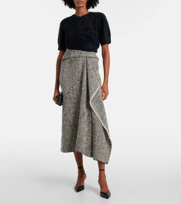 Draped herringbone midi skirt | Erdem