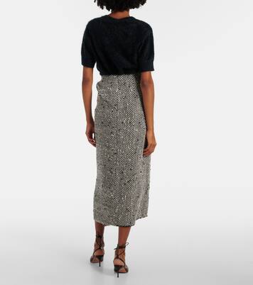 Draped herringbone midi skirt | Erdem