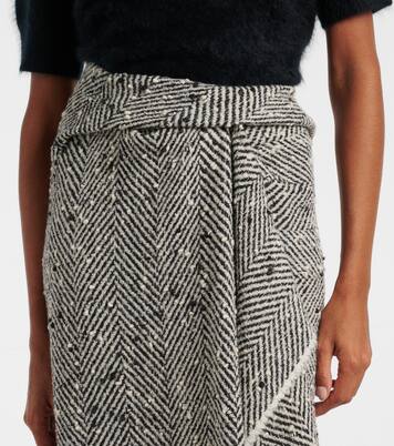 Draped herringbone midi skirt | Erdem