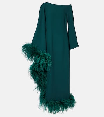 One-Shoulder-Robe mit Federn | Taller Marmo