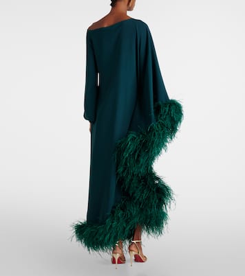 One-Shoulder-Robe mit Federn | Taller Marmo