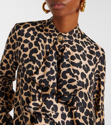 Leopard-print ruffled silk shirt | Balmain
