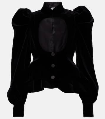 Cutout ruffled cotton velvet jacket | McQueen