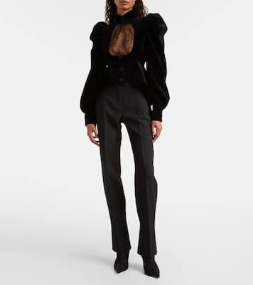 Cutout ruffled cotton velvet jacket | McQueen