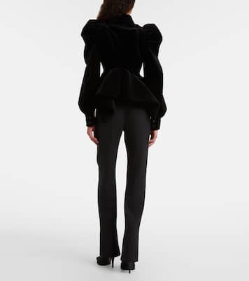 Cutout ruffled cotton velvet jacket | McQueen