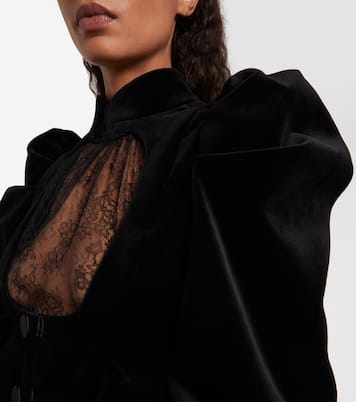 Cutout ruffled cotton velvet jacket | McQueen