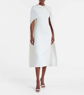 Bridal Oria caped crêpe midi dress | Safiyaa