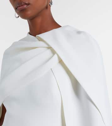 Bridal Oria caped crêpe midi dress | Safiyaa