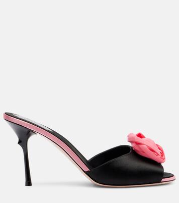 Rose Vivier 85 floral satin mules | Roger Vivier