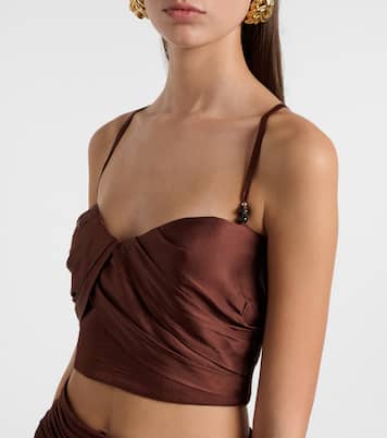 Crop top Palmire de satén | Poupette St Barth
