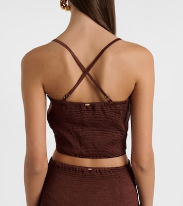 Crop top Palmire de satén | Poupette St Barth