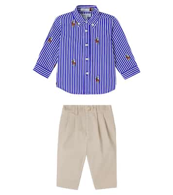 Baby Polo Bear cotton shirt and pants set | Polo Ralph Lauren Kids