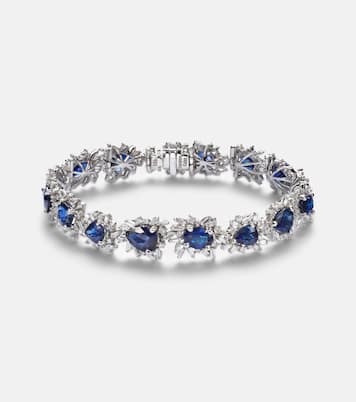 18kt white gold tennis bracelet with sapphires and diamonds | Suzanne Kalan