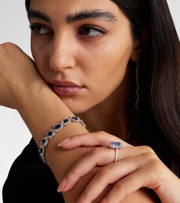 18kt white gold tennis bracelet with sapphires and diamonds | Suzanne Kalan