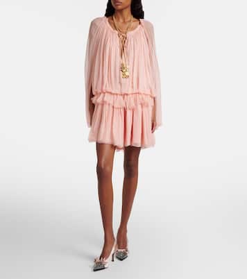 Alba studded leather-trimmed satin pumps | Chloé