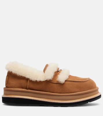 x UGG suede and shearling penny loafers | Sacai